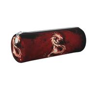 Cykazhst Blood Red Dragon Leather Pencil Case Pencil Pouch Cute Zippered Pen Case for Work & Office Silver