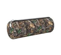 Cykazhst Cold Tree Camouflage Leather Pencil Case Pencil Pouch Cute Zippered Pen Case for Work & Office Silver
