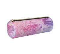 Cykazhst Colorful Marble Pastel Pink Blue Purple Leather Pencil Case Pencil Pouch Cute Zippered Pen Case for Work & Office Gold