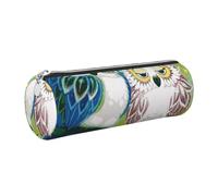 Cykazhst Couple Owl Perch Tree Leather Pencil Case Pencil Pouch Cute Zippered Pen Case for Work & Office Silver