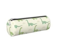 Cykazhst Dinosaur Leather Pencil Case Pencil Pouch Cute Zippered Pen Case for Work & Office Silver