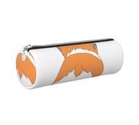 Cykazhst Funny Corgi Butt Brown Leather Pencil Case Pencil Pouch Cute Zippered Pen Case for Work & Office Silver