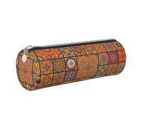 Cykazhst Group of Moroccan Geometric Leather Pencil Case Pencil Pouch Cute Zippered Pen Case for Work & Office Silver
