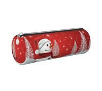 Cykazhst Merry Christmas Day Leather Pencil Case Pencil Pouch Cute Zippered Pen Case for Work & Office Silver
