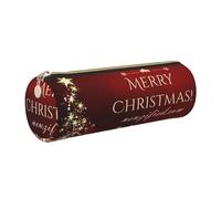 Cykazhst Merry Christmas Leather Pencil Case Pencil Pouch Cute Zippered Pen Case for Work & Office Gold