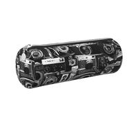 Cykazhst Retro Cool Camera Collection Leather Pencil Case Pencil Pouch Cute Zippered Pen Case for Work & Office Silver