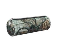 Cykazhst Sea Monster Kraken Octopus Leather Pencil Case Pencil Pouch Cute Zippered Pen Case for Work & Office Silver