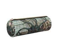 Cykazhst Sea Monster Kraken Octopus Leather Pencil Case Pencil Pouch Cute Zippered Pen Case for Work & Office Gold