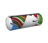 Cykazhst Smile Gaze Snowman Leather Pencil Case Pencil Pouch Cute Zippered Pen Case for Work & Office Silver