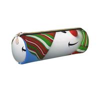 Cykazhst Smile Gaze Snowman Leather Pencil Case Pencil Pouch Cute Zippered Pen Case for Work & Office Gold