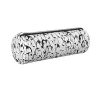 Cykazhst Stylish Crowd of Penguins Pattern Leather Pencil Case Pencil Pouch Cute Zippered Pen Case for Work & Office Silver