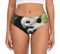 Cykazhst Two Big Pandas Womens Underwear Soft And Stretchy Ladies Knickers For Women Daily Wear L Black
