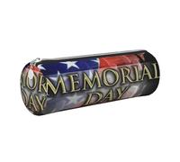 Cykazhst Us Military Soldiers Patriotic Memorial Day Leather Pencil Case Pencil Pouch Cute Zippered Pen Case for Work & Office Silver