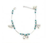 Cykdohy Boho Jingle Bells Turquoise Beaded Anklet for Women Indian Ethnic Sounds Bell Tassel Charm Adjustable Chain Ankle Bracelets Retro Summer Beach Vacation Belly Dance Foot Jewelry