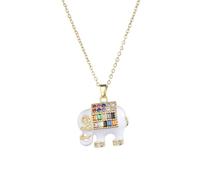 Cykdohy Colorful Cubic Zirconia Elephant Pendant Necklace for Women Men Sparkly Crystal Enamel Animals Dainty Stainless Steel Charm Fashion Jewelry Lucky Birthday Gift Accessories, One Size, Metal, No
