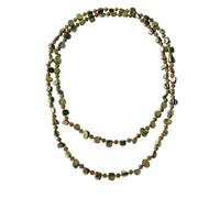 Cykdohy Green Irregular Shell Glass Beaded Long Necklace for Women Boho Vintage Chunky Handmade Beads Choker Sweater Chain Bohemian Statement Jewelry Summer Beach Vacation Holiday Costume Gifts