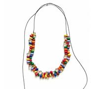 Cykdohy Handmade Colorful Resin Teardrop Beaded Necklace for Women Bohemian Chunky Multicolor Beads Clavicle Choker Statement Adjustable Long Rope Summer Vacation Beach Party Jewelry Birthday Gift