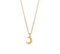 Cykdohy Minimalist Crescent Moon Cubic Zirconia Pendant Necklace for Women Delicate Thin Tiny Adjustable Chain Dainty Trendy CZ Crystal Star Charm Simple Clavicle Choker Necklaces Jewelry Gift