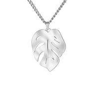 Cykdohy Monstera Leaf Pendant Stainless Steel Necklace for Women Men Polished Boho Simple Palm Leaves Charm Statement Plant Adjustable Chain Choker Fashion Trendy Jewelry Necklaces, One Size