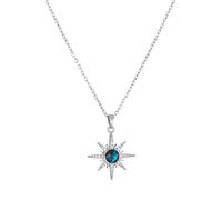 Cykdohy Shining CZ Starburst Charm Blue Planet Necklace for Women Dainty Stainless Steel Cubic Zirconia Celestial Star Pendant Adjustable Clavicle Chain Choker Fine Jewelry Gifts for Wife Mom, One
