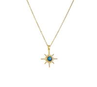 Cykdohy Shining CZ Starburst Charm Blue Planet Necklace for Women Dainty Stainless Steel Cubic Zirconia Celestial Star Pendant Adjustable Clavicle Chain Choker Fine Jewelry Gifts for Wife Mom, One