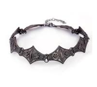 Cykdohy Short Oxidized Filigree Choker Statement Necklace for Women Men Ancient Punk Gothic Patterns Geometric Neck Chain Collar Bib Vintage Retro Necklaces Inidan Traditional Bollywood Gypsy Jewelry