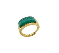 Cykdohy Simple Green Glass Cat Eye Rectangle Statement Ring for Women Men Chunky Gemstone Open Adjustable Geometric Finger Band Rings Fashion Jewelry Cocktail Party Wedding Engagement Gifts
