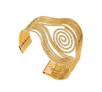 Cykdohy Spiral Wire Open Bangle Statement Bracelet for Women Retro Exaggerated Gold-Tone Geometric Circle Swirl Cuff Wide Wrap Adjustable Trendy Bridal Wedding Party Holiday Fashion Wrist Jewelry