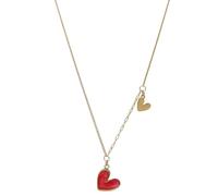 Cykdohy Sweet Heart Enamel Pendant Necklace for Women Fashion Dainty White Hot Pink Small Love Hearts Charm Cute Forever Choker Paperclip Chain Trendy Jewelry, One Size, Stainless Steel, No Gemstone