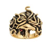 Cykdohy Vintage Medusa Snake Statement Ring for Men Women Gothic Punk Half Face Head Red Eye Open Adjustable Band Finger Rings Creative Domineering Retro Greek Mythology Jewelry Gifts, Adjustable
