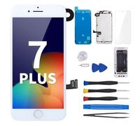 CYKJGS for iPhone 7 Plus Screen Replacement with Home Button 5.5" White 7Plus LCD Display Digitizer Full Assembly Fix Kits with Front Camera Flex Earpiece Speaker Sensor Repair Tool A1661 A1784 A1785