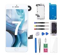 CYKJGS for iPhone 7 Screen Replacement White with Home Button 4.7" 3D Touch LCD Display Digitizer Full Assembly with Front Camera Ear Speaker Front Glass Fix Tools Repair Kit for A1660, A1778, A1779