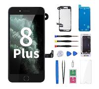CYKJGS for iPhone 8 Plus Screen Replacement with Home Button Black Repair Kit 3D Touch LCD Display Digitizer Full Assembly Front Camera Ear Speaker Sensor Glass Fix Tool 8plus 5.5" A1864 A1897 A1898