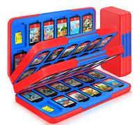 CYKOARMOR Switch Game Case for Nintendo Switch/Switch OLED, Switch Game Holder with 72 Games Card Slot&24 Micro SD Cartridge Slots, Storage Accessories Hard Shell Portable Cartridge Box, Red Blue