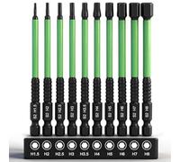 CYLBAQ 10PCS Impact Drill Allen Key Bit Set 100mm, Magnetic Impact Driver Bits 1/4” Hexagon Shank S2 Steel Hex Bits Set, H1.5-H8 Hex Head Allen Wrench Drill Bit, 100 mm Long with Storage Box