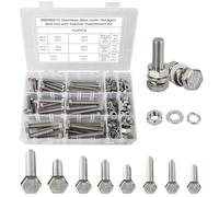 CYLBAQ 152PCS M6 M8 M10 Nuts and Bolts Set, 304 Stainless Steel Hex Head Nuts and Bolts Assortment Kit, Assorted Screws Bolts Nuts and Washers Kit Hexagon Machine Screws
