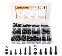 CYLBAQ 244PCS Flanged Hex Bolts, M6 M8 Flange Hexagon Screws Bolts Nuts, 10.9 Grade Carbon Steel Heavy Duty Nut and Bolt Washer Assortment Kit Set