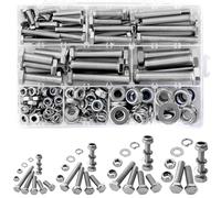 CYLBAQ 247PCS Nut and Bolt Sets M6 M8 M10 M12, Stainless Steel Hex Head Bolts Nuts Washers and Lock-nuts Set, Outer Corner Hexagon Machine Screws Bolt Assortment Kit
