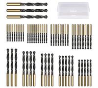 CYLBAQ 60PCS HSS Drill Bit Set, 1mm-6mm High Speed Steel Drill Bits for Metal, Wood, Steel, Alloy, Iron, Copper, Plastic, High Speed Steel 4341 Gold Titanium and Black Nitride drill bits sets mixed
