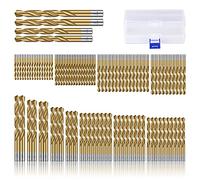 CYLBAQ 99pcs Drill Bit Sets, 1.5-10mm Titanium Coated HSS Drill Bits for Drilling Wood, Plastic, Aluminum, Copper and Thin Iron, High Speed Steel 4241 Wood Drill Bits