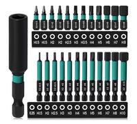 CYLBAQ Impact Drill Allen Key Bit Set 25mm+60mm, 25PCS Alan Keys Sets for Drill H1.5-H10 Metric Hex Impact Allen Wrench Drill Bit Set, 1/4" Allen Shank S2 Steel Bits with Magnetic Bit Holder