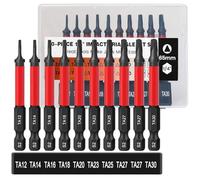 CYLBAQ Impact Triangle Screwdriver Bits, 10pcs 65mm S2 Steel Triangle Screwdriver Bit Set, Magnetic 1/4 Hex Shank Triangular Tip Security Screw Driver Bit TA12/14/16/18/20/23/25/27/30