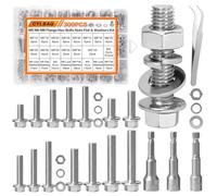 CYLBAQ M5 M6 M8 Flanged Hex Head Bolts and Nuts Assortment Kit, 300pcs Metric Nuts Screws Flat & Lock Spring Washer 304 Stainless Steel M5-0.8 M6-1.0 M8-1.25 with Hex Socket