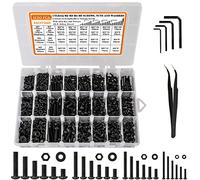 CYLBAQ Nuts and Bolts Assortment Set, 24 Size 8MM to 25MM Hex Button Head Cap Screws Bolts and Nuts Kit M2 M3 M4 M5 Machine Screws, Pan Head Alloy Steel Metric Screw 1250pcs with Wrench, Tweezer