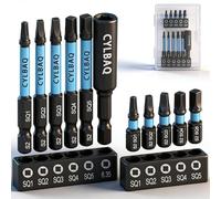 CYLBAQ Square Screwdriver Bits, 11Pcs Square Head Screwdriver Bit Set 25mm+60mm S2 Steel Tamper Proof Magnetic Security Bits 1/4” Hex Shank with Extension Bit Holder Impact Power Drill Tool