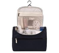CYLDHMMakeup Bag Bright Blue Oxford-Fabric Travel Cosmetic with Top Handle,Multi-Metal-Zipper Compartment Portable Toiletry Storage Pouch-Black
