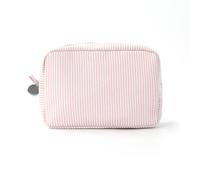 CYLDHMMakeup Bag Cream-White Soft Fabric Cosmetic Pouch with Portable Metal Zipper Pull-red