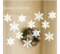 Cyleibe 12 Pcs Christmas 3D Hanging Snowflakes Decoration, White Christmas Tree Decorative Sknowflakes Window Pendant, DIY Handwork Paper, New Year Winter Holiday Decor for Home Party
