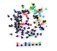 Cylewet 70Pcs 6×6×8mm Momentary Tactile Tact Push Button Switch with Button Caps of 7 Color for Breadboard Arduino (Pack of 70) CYT1115