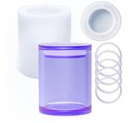 Cylinder 1 lid and 5 Rings Sealed Storage Box Silicone Resin Mold Vase Bottle Jar Shaped Epoxy Casting Molds for Candy Jewelry Ornaments Trinket Container Cup, 3D DIY Making Decor Art Crafts